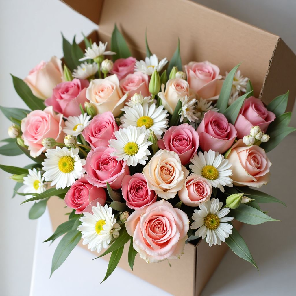 Flower subscription box ready for delivery